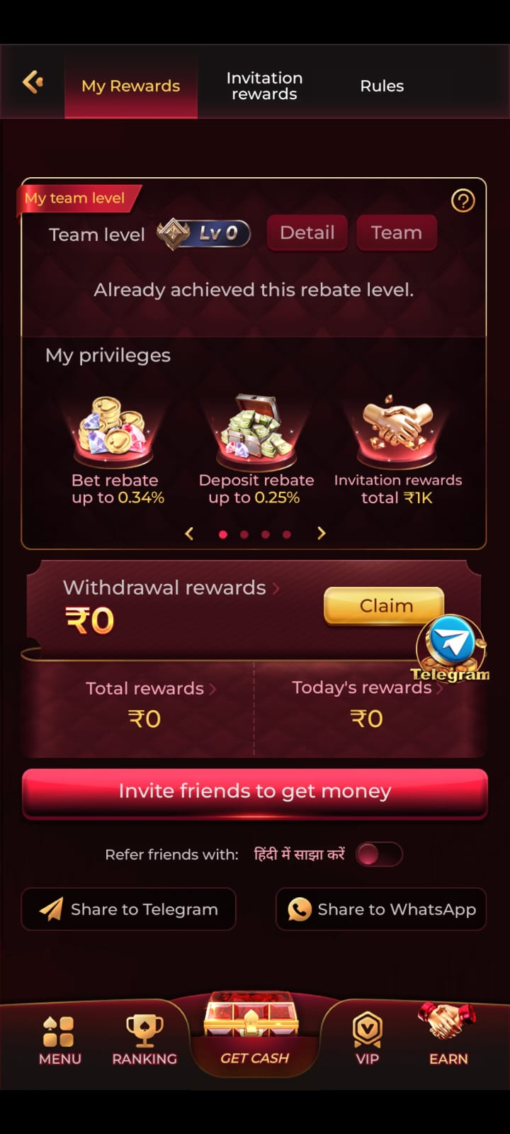 rajspin game round in progress on Android